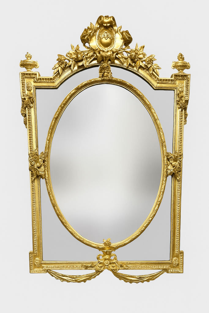 Ovalno ogledalo Louis XVI u dvostrukom okviru 1