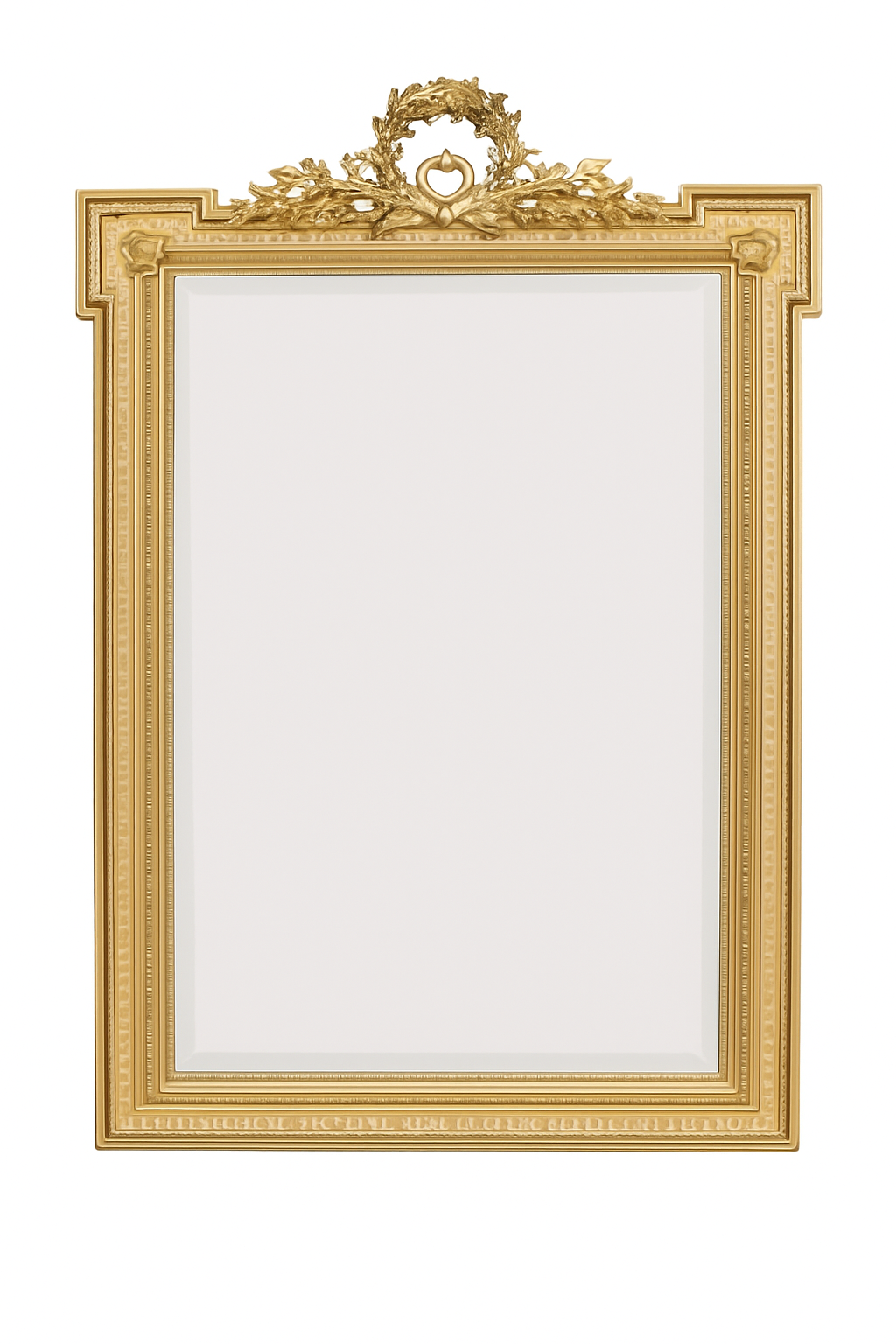 Pozlaćeno ogledalo Louis XVI s originalnim zrcalom i vijencem 1