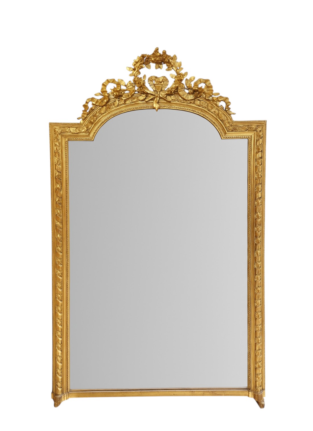 Pozlaćeno ogledalo Louis XVI zaobljena kruna 1