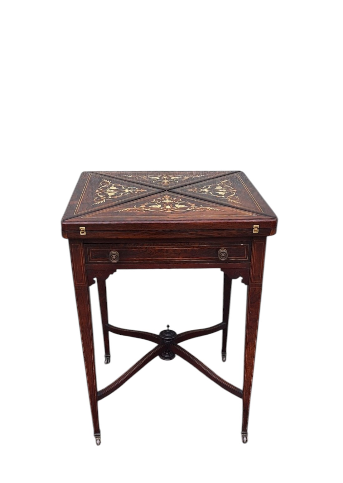 Engleski kartaški stol s intarzijama od slonovače Sheraton Edwardian