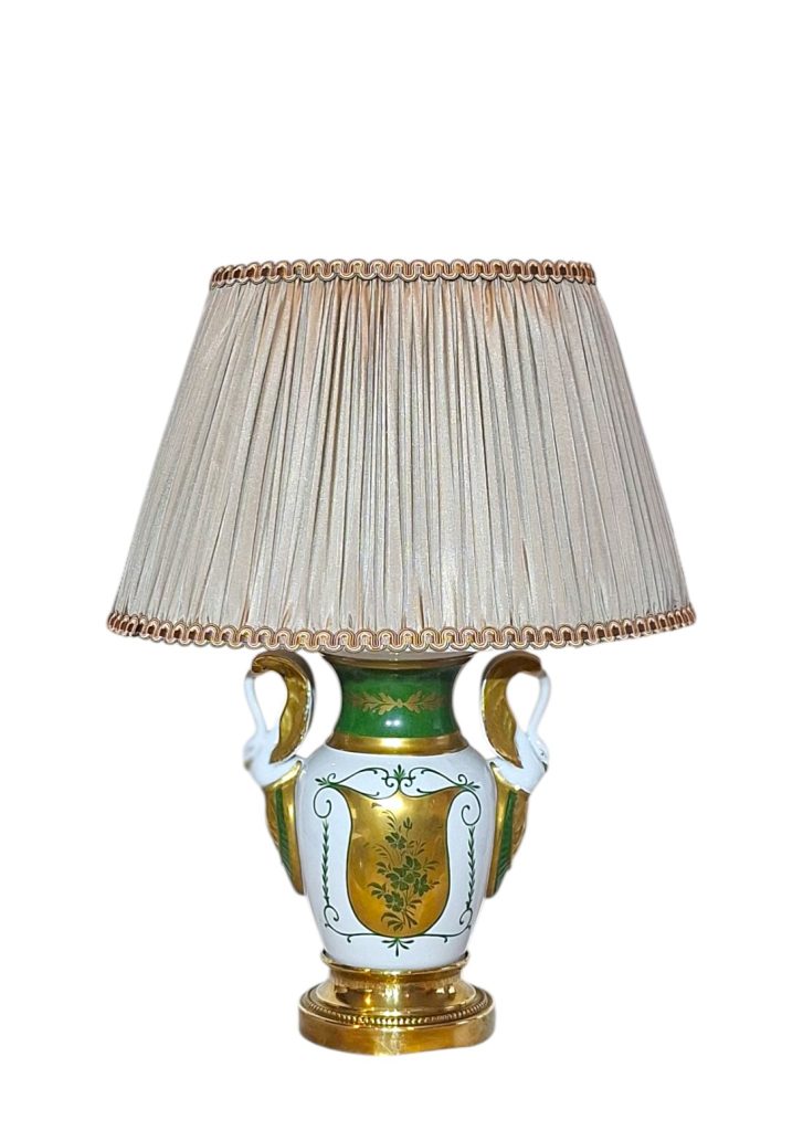 Porculanska lampa Empire zeleno zlatna