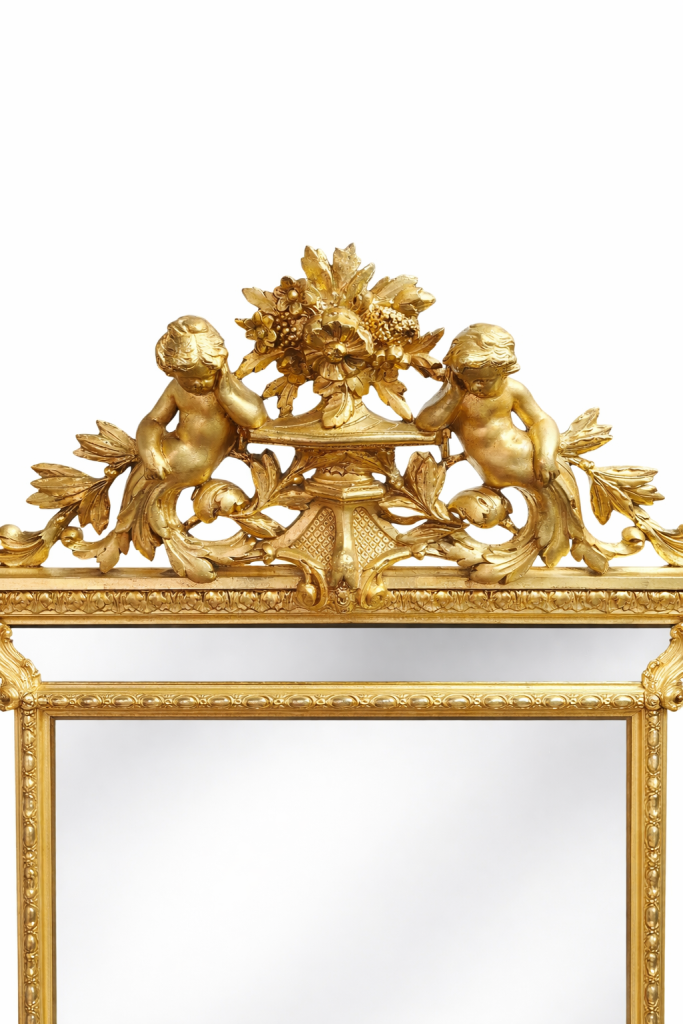 Ornate gilded Rococo mirror crest